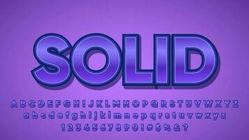 3D Purple Solid with Shadow Text Effect Alphabet Collection Set vector