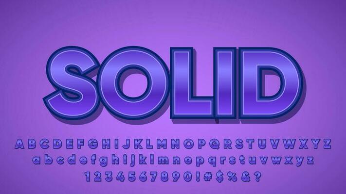 3D Purple Solid with Shadow Text Effect Alphabet Collection Set