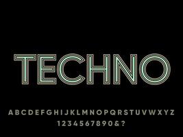 Techno line minimalist color text effect vector