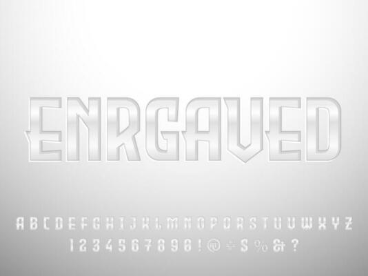Iron plate metallic shining engraved text effect
