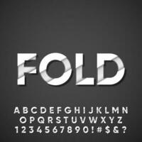 Folded paper origami font effect collection set vector