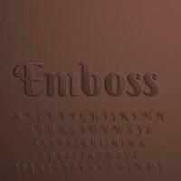 Brown emboss leather text effect alphabet letter collection set vector