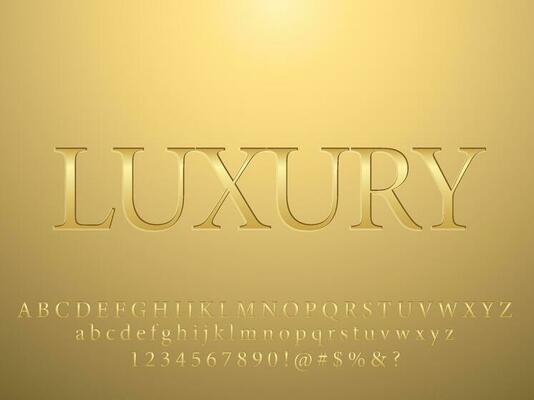 Gold metallic shining engraved text effect
