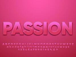 3D Red Passion Realistic Text Effect vector