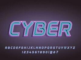 neón futurista cyberpunk contorno brillante ligero texto efecto vector