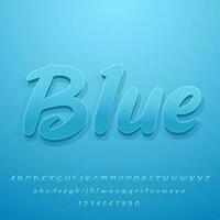 Blue minimalist simple realistic 3D shadow text effect vector