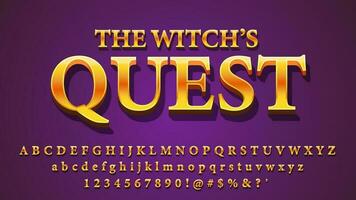 Fantasy Golden Quest Movie and Game Title Alphabet Text Effect Collection vector