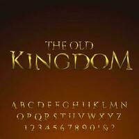 Gold kingdom empire medieval classic fantasy 3D text font alphabet effect collection set vector