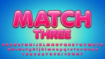 Match Three Sweet Game Title Text Effect Alphabet Collection Set vector