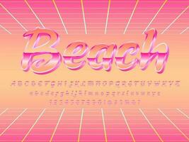 retro metálico playa texto efecto vector