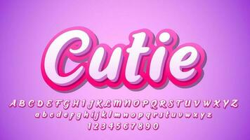 3D Cute Modern Text Effect Alphabet Collection Set vector