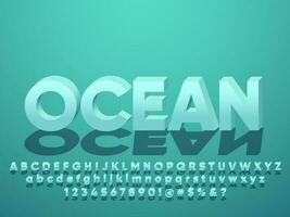 3D blue ocean modern elegant text effect with shadow vector