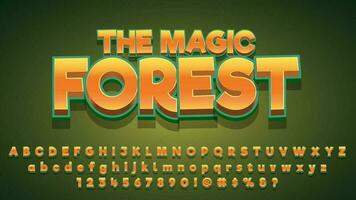 Magic Forest Game and Movie Cartoon Title Alphabet Character Collection Set vector