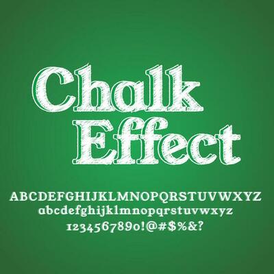 Chalk text font alphabet scribble rough hand drawn on green board.