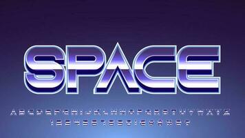 3D Metallic Space Retro Alphabet Character Collection Set vector