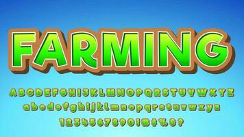 Gardening and Farming Game and Cartoon Title Alphabet Collection Set vector