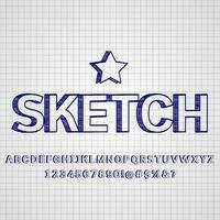 Trendy Doodle Sketch on Paper Text Effect vector