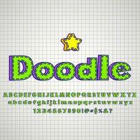 Hand drawn doodle crayon markers sketch text font effect collection set vector