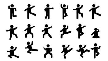 collection of stick figure silhouettes in various poses vector