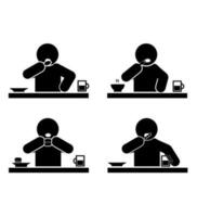 ILLUSTRATION AND ICON STICK FIGURE EATING vector