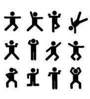 12 stick figure set, pictogram, stickman. vector