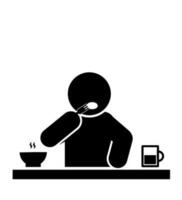 ILLUSTRATION AND ICON STICK FIGURE EATING vector