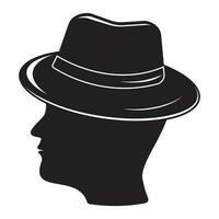 Silhouette of a man in a hat, isolated vector illustration in black, icon