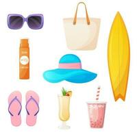 Set of summer accessories isolated on white. vector