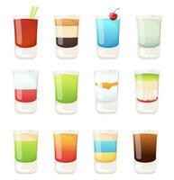 Shots alcoholic drinks. Bar menu elements. vector