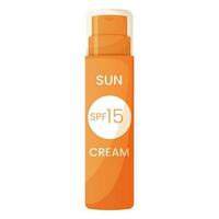 Sunscreen lotion in a plastic container. After sun moisturizing cream. vector