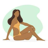 Sitting woman in a swimsuit. Summer vector illustration