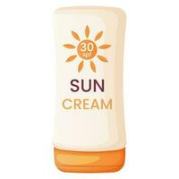 Sunscreen cream in a tube. Sun protection cosmetics. vector