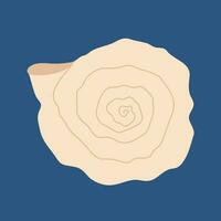 Vector spiral shell flat illustration. Flat style sea shell clipart