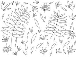 Vector leaves ink sketch set. Different leaves doodle set isolated on white background. Decor for invitation, textile and wallpapers