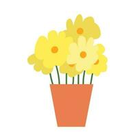 Vector daffodils in pot flat style illustration