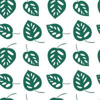 Monkey leaf seamless pattern. Vector monstera leaf seamless pattern
