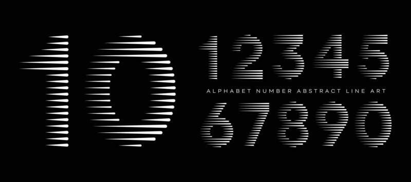 Alphabet Number Abstract Line Art Modern Typography Typeface Vector Illustration