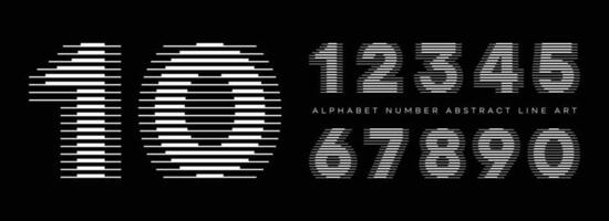 Alphabet Number Abstract Line Art Modern Typography Typeface Vector Illustration