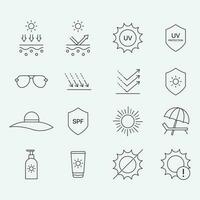 Simple Set of Sun Protection Related Vector Line Icons.