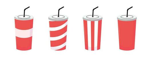 soda soft drink icon plastic cup with straw vector