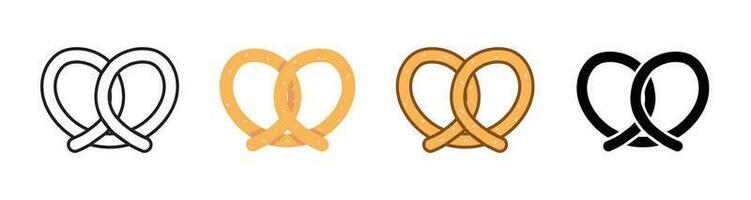 pretzel icon outline style stroke color soft color bread baked icon vector