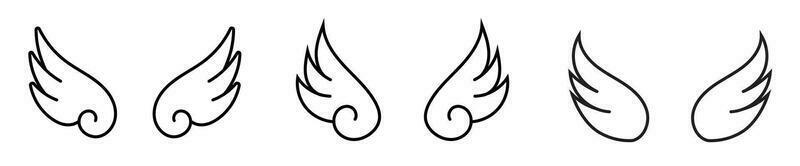 cute doodle wings angel wings vector