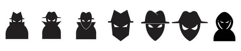 hacker crime spy anonymous detective or inspector icon silhouette vector