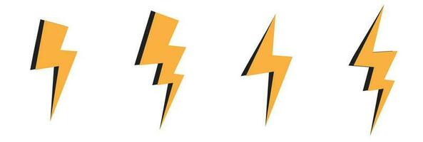 thunder icon cartoon yellow fast, power, and electricity icon vector