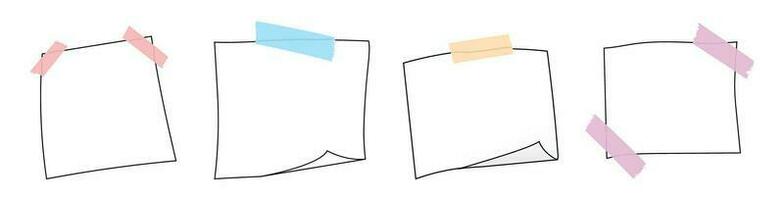 note paper with colorful masking tape vector