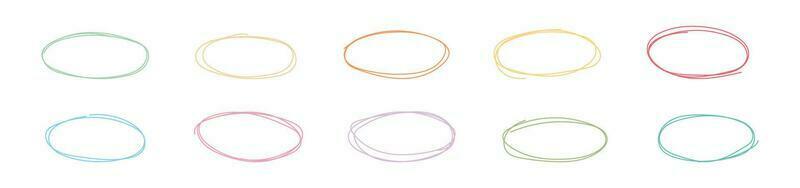 grunge oval frame hand drawing sketch for border and frame with cute color palette vector