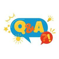 qna question and answer illustration with smartphona and computer monitor and colorful vector