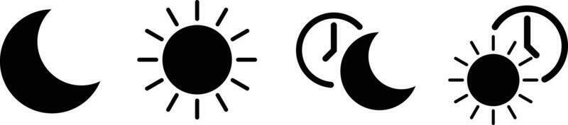 night time and day time with crescent moon and sun vector