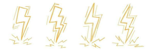 doodle thunder icon sketchy pencil scribble thunder strike vector