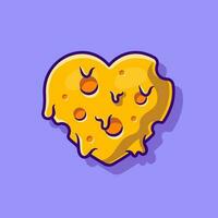 Cheese Love Melted Cartoon Vector Icon Illustration. Food Love Icon Concept Isolated Premium Vector. Flat Cartoon Style